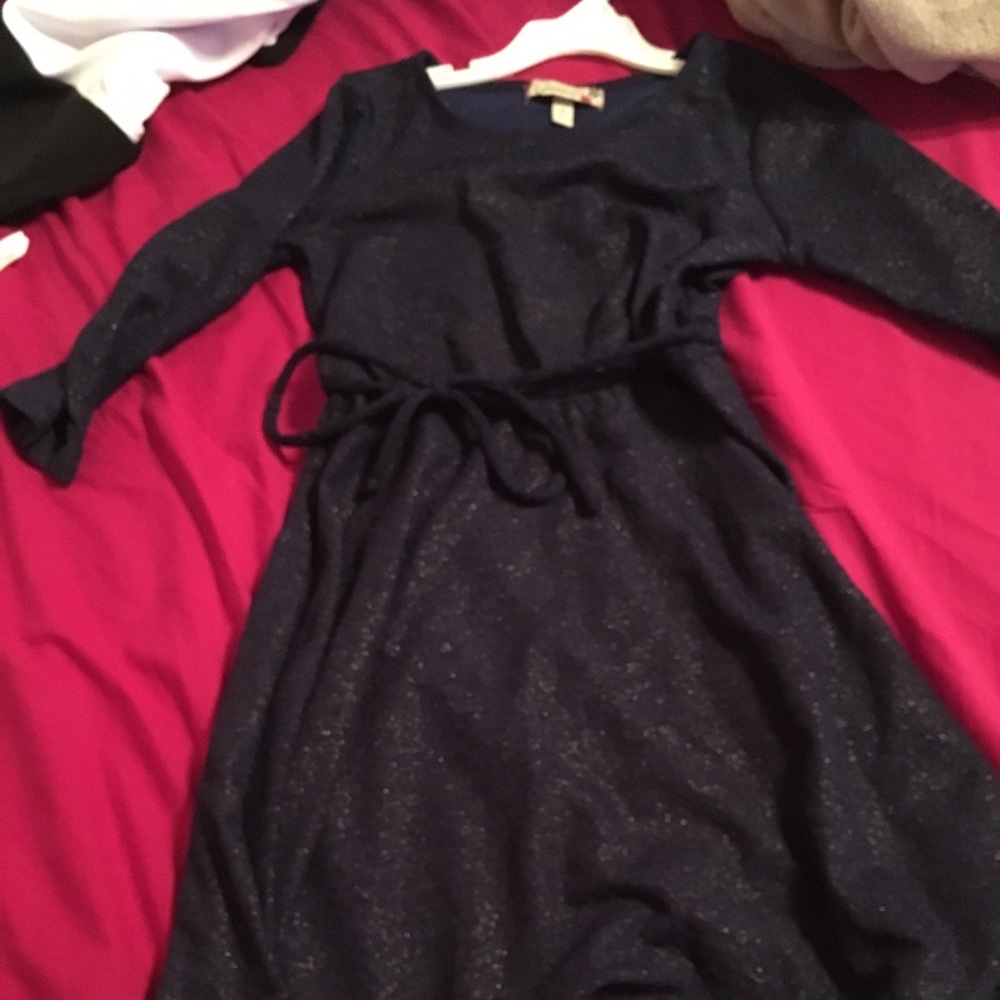Blue/Gold Shimmer Dress with Tie, 8